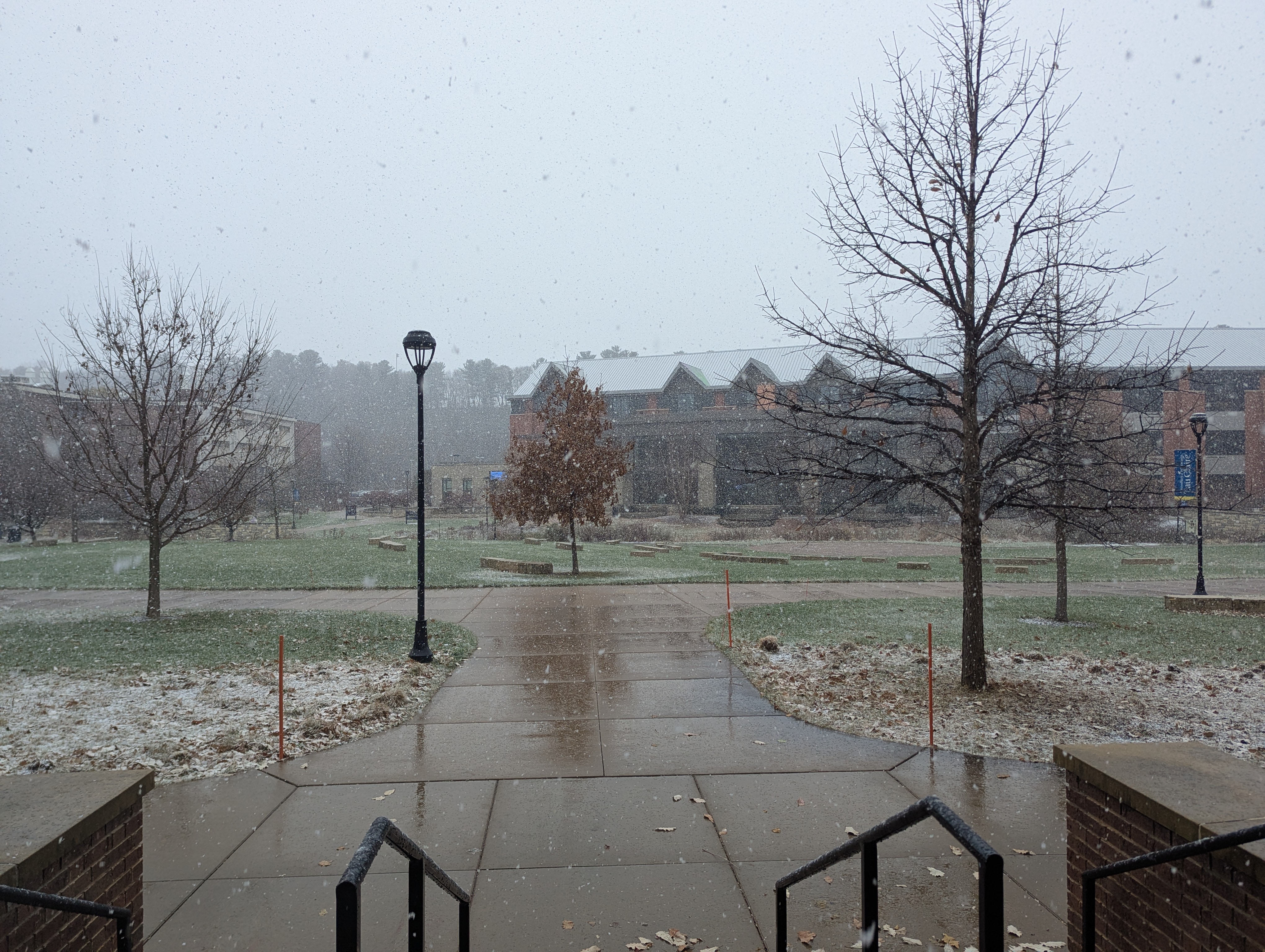 A snowy view of Davies student center at UW-Eau Claire, Wisconsin (My undergrad)