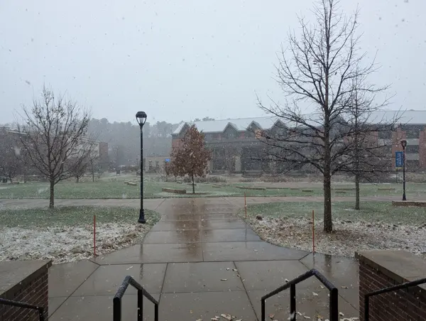 A snowy view of Davies student center at UW-Eau Claire, Wisconsin (My undergrad)